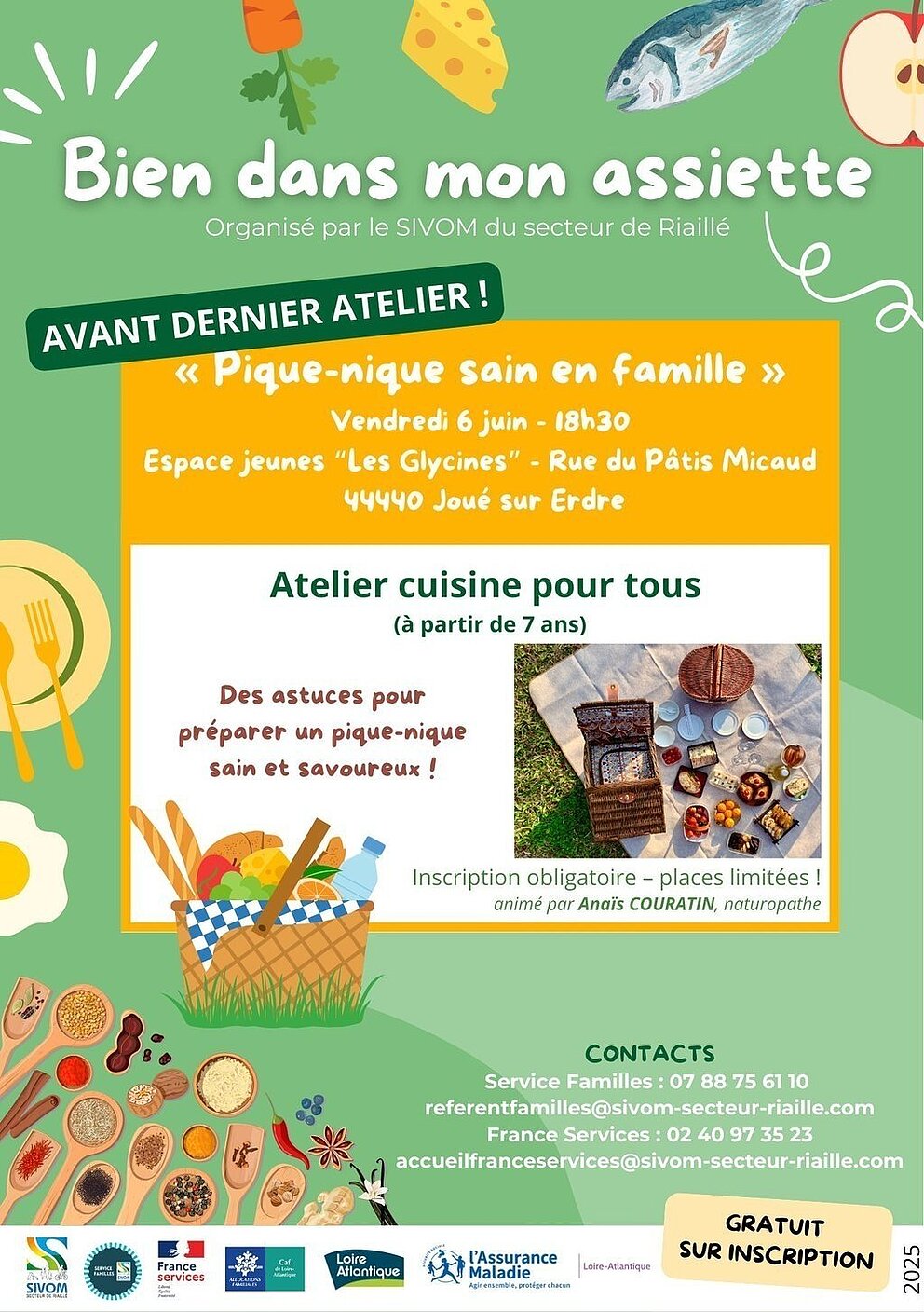 đ„ȘAtelier cuisine "Pique-nique sain en famille" - Bien dans mon assiette